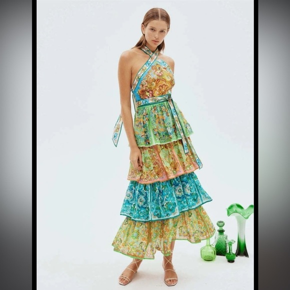 Alemais Dreamer Floral-Print Linen Halterneck Dress - Picture 7 of 17